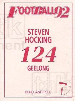 1992 Select AFL Stickers #124 Steven Hocking Back